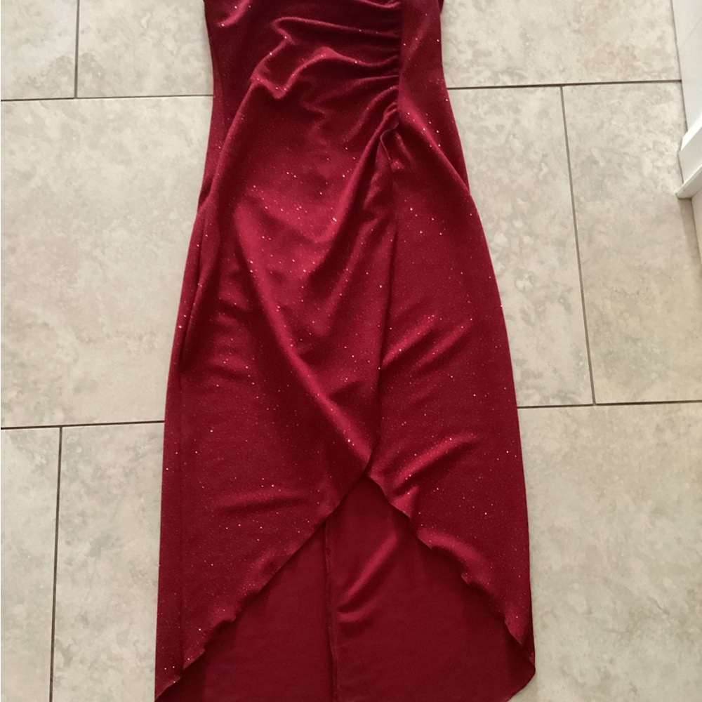 Red Strapless Bodycon Cocktail Dress